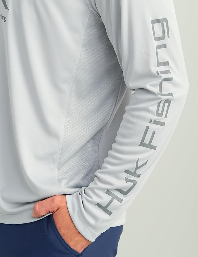 HUK Mens Pursuit Vented Long Sleeve Hoodie, Fishing Shirt with Hood