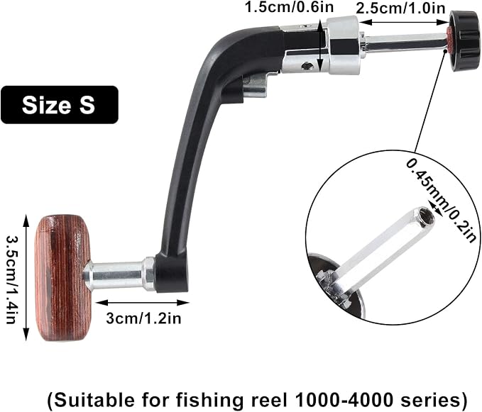 Jiozermi 2 Pcs Fishing Reel Power Handle, Fishing Reel Rotary Knob, Stainless Steel Fishing Spinning Reel Handle, Power Handle for Reel Replacement Grip Parts (Small Size)
