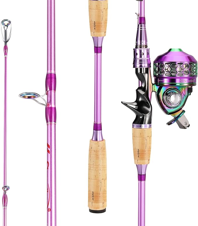 Souagyilang Spincast Fishing Rod Reel Combo,2 Pieces Medium Heavy Pole with Super Smooth Reel Trouble-Free Push-Button Bait Casting Design for Freshwater Bass Fishing