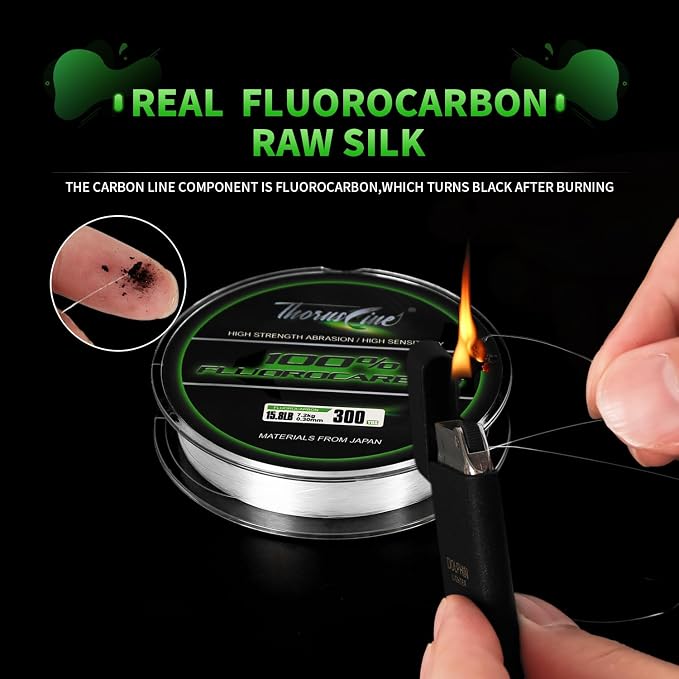 100% Pure Fluorocarbon Fishing Line - Premium Leader Material from Japan - High Strength, Abrasion-Resistant, Fast Sinking - Freshwater and Saltwater Fishing Leader