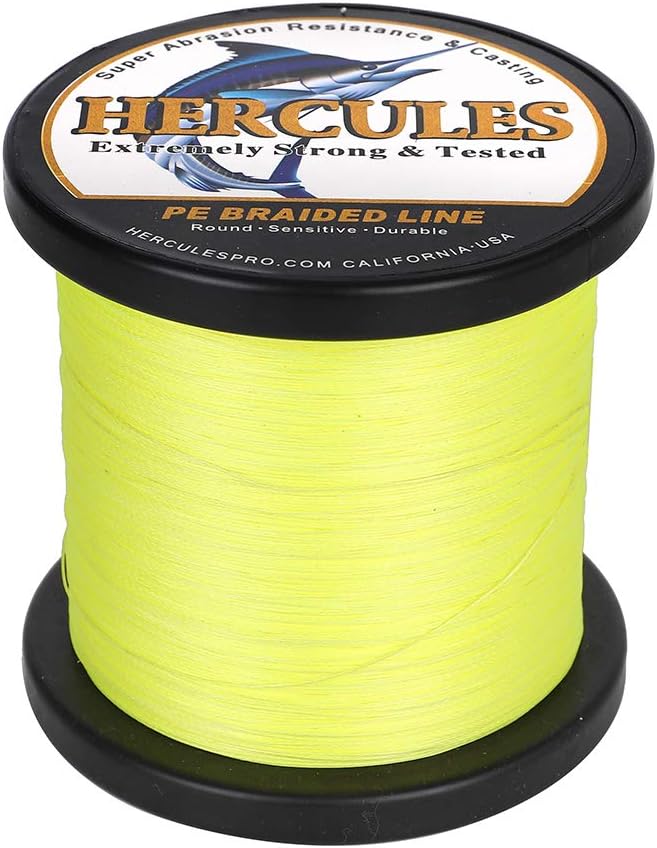 HERCULES Cost-Effective Super Strong 4 Strands Braided Fishing Line 6LB to 100LB Test for Salt-Water, 109/328 / 547/1094 Yards (100M / 300M / 500M / 1000M), Diam# 0.08MM - 0.55MM, Hi-Grade
