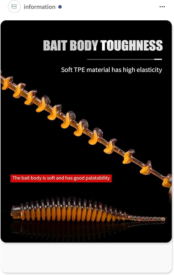 50-Piece 5ColorsTPE Threaded Needle-Tail Soft Lure - Lifelike Worm-Shaped Artificial Bait for Freshwater Fishing 1.57in 0.012oz 1.97in 0.026oz
