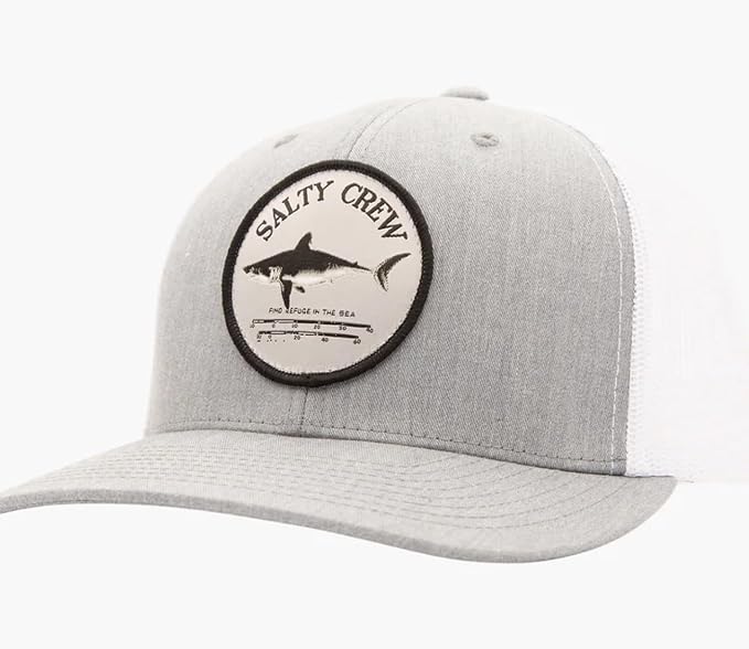 Salty Crew Shark Logo Retro Trucker Hat - Unisex Adjustable Baseball Hat for Adults - Premium Cotton