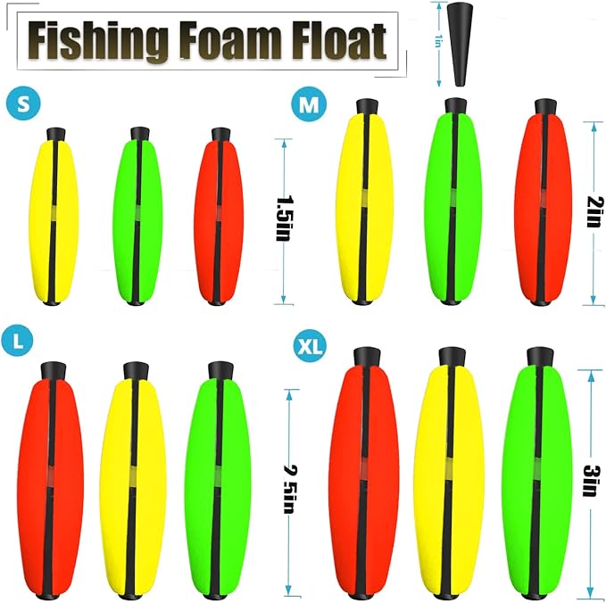 Peg Floats Slotted丨Fishing Floats for Catfish丨Fishing Cigar Foam Bobber for Santee Rig丨1.5in，2in，2.5in，3in