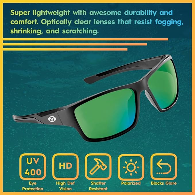 Flying Fisherman Sand Bank Polarized Sunglasses for Men, Women, Fishing, Boating, Outdoor Sports, 100% UV Protection