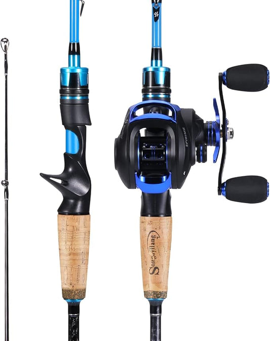 Sougayilang Fishing Rod and Reel Combo, Medium Heavy Fishing Pole with Baitcasting Reel Combo, 2-Piece Baitcaster Combo