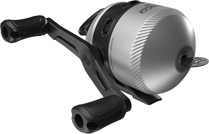 Zebco 33 Spincast Fishing Reel, Size 30 Reel, Right or Left-Hand Retrieve, 10-Pound Zebco Cajun Fishing Line, Graphite Frame Silver/Black