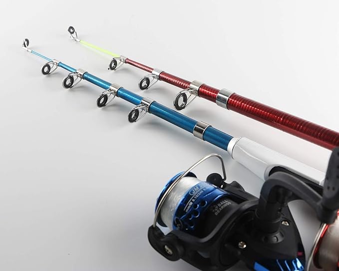 Fishing Rod Reel Combos Collapsible Fishing Rod Kit, 2PCS Telescopic Fishing Pole+2PCS Spinning Reels+Lures Hooks+Tackle Bag+Fishing Accessories Full Combo for Kids Youth