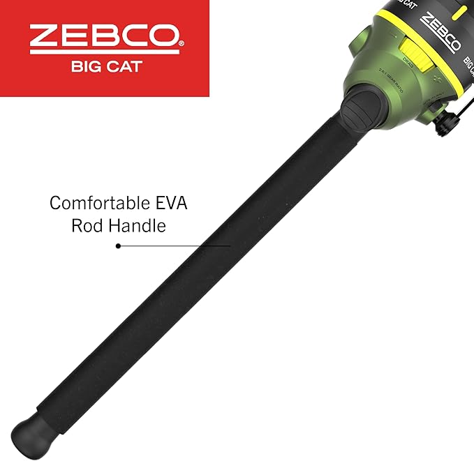 Zebco Big Cat Spincast Reel and Fishing Rod Combo, All-Metal Gears, Changeable Right- or Left-Hand Retrieve