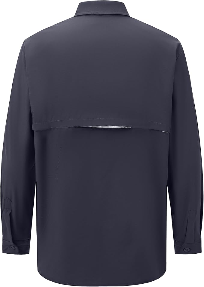 Men's Long Sleeve Fishing Shirts UPF 50+ Sun Protection Quick Dry Shirts Button Down Shirt for Hiking Camping