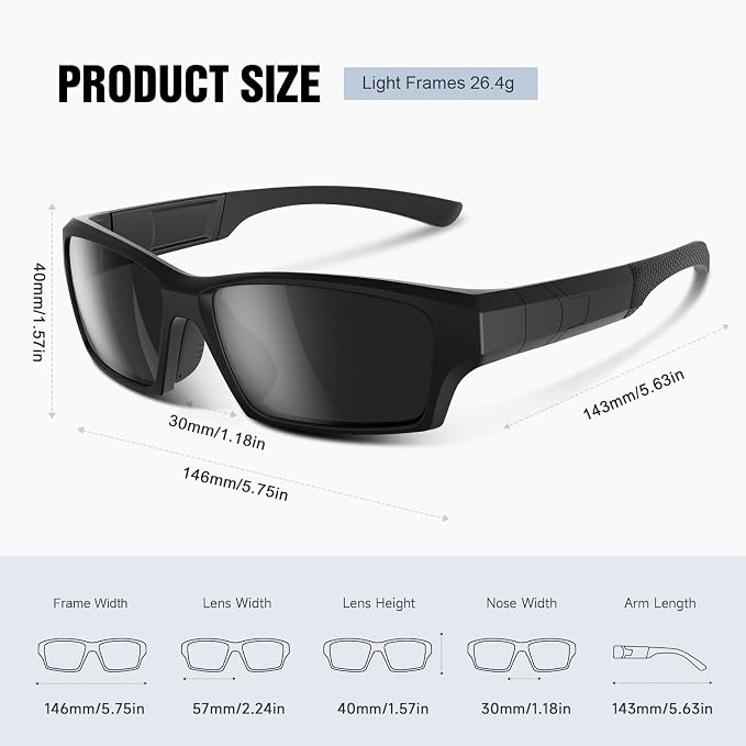 Polarized Sports Sunglasses for Men Women - Wrap Around Sun Glasses with UV Protection Fishing Cycling Running