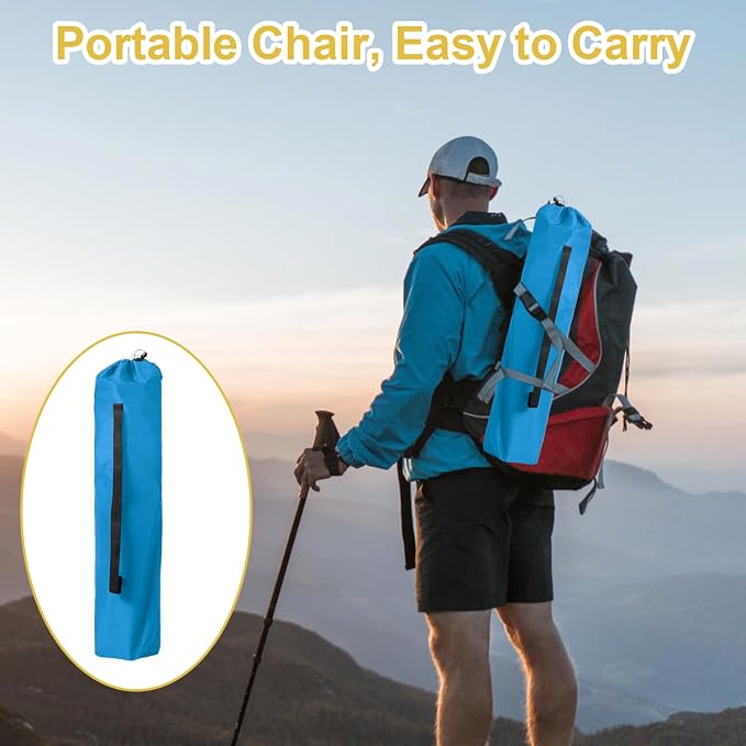 Folding Camping Chair with Cup Holder & Storage Bag, 225lbs Capacity, Large Anti-Sink Feet, Breathable PE Coated Fabric for Outdoor, Hiking, Beach, Fishing, Backpacking, 2PCS Blue