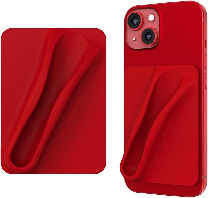 DOB SECHS Silicone Lip Holder for Cell Phone Lipstick Lip Glaze Phone Case Back Stick On Holder for iPhone and Android Smartphone,Black+Red