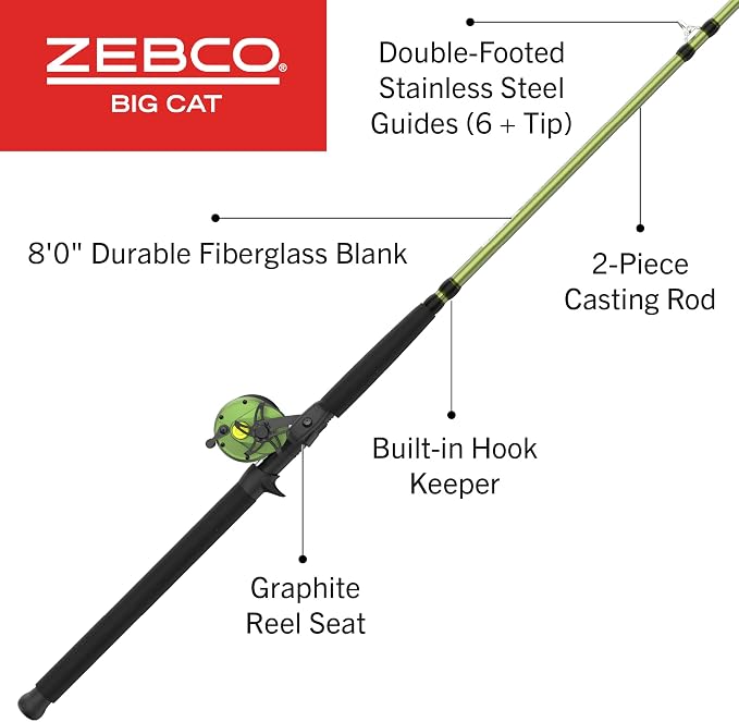 Zebco Big Cat Conventional Reel and Fishing Rod Combo