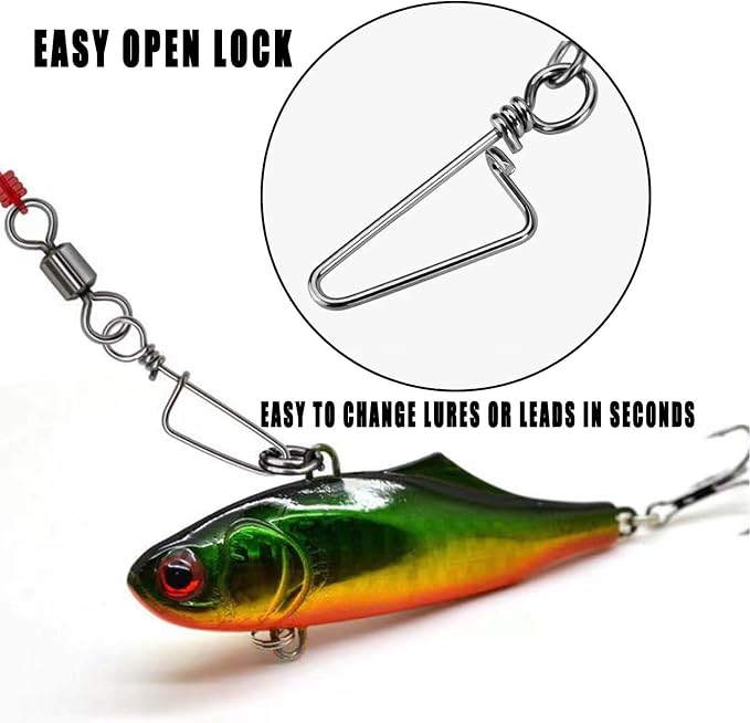 150pcs Fishing Snap Swivels Barrel Swivel with Coastlock Snap Stainless Swivel Corrosion Resistant Fishing Tackle Accessories Lure Line Connector for Saltwater Freshwater Fishing