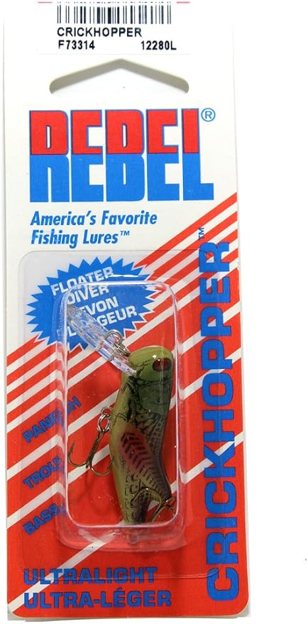 Rebel Lures Crickhopper Cricket/Grasshopper Crankbait Fishing Lure, 1 1/2 Inch, 1/4 Ounce