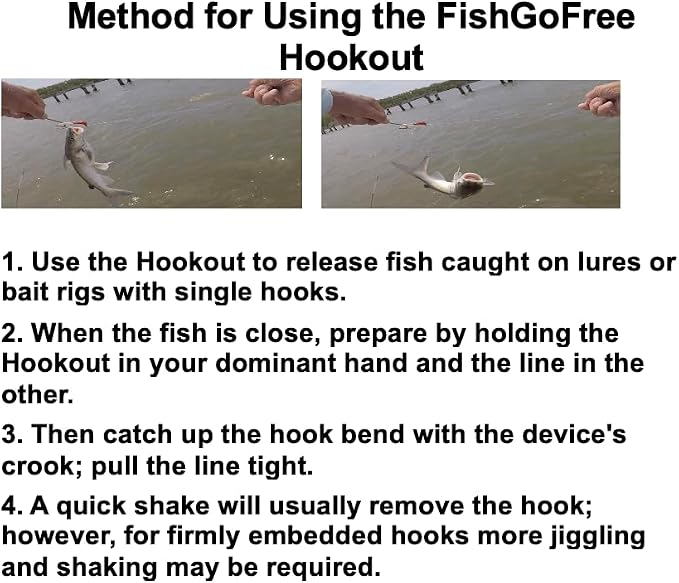 Hookout - Hook Remover, Fits Shirt Pocket, Providing Safe/No-Touch Fish Release (2-Pack)