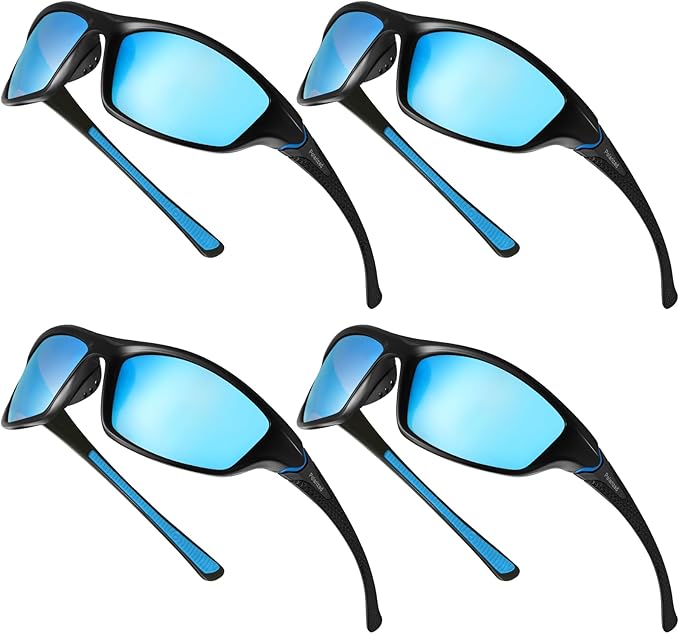TOODOO 4 Pairs Men Polarized Sunglasses with UV Protection Driving Glasses Sports for Sport Outdoor Activities