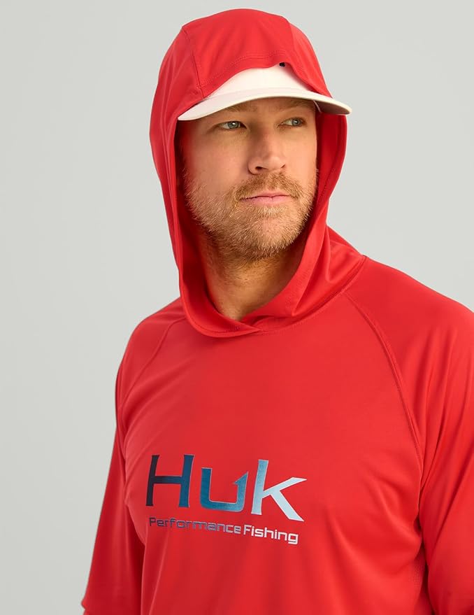HUK Mens Pursuit Vented Long Sleeve Hoodie, Fishing Shirt with Hood