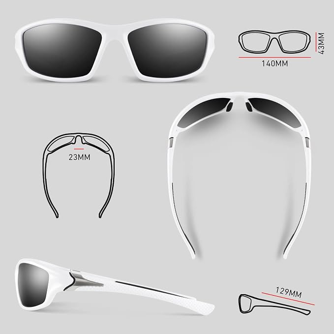 WEAROYO Polarized Sports Sunglasses for Men Women,Fishing Driving Rectangular Goggles UV400 Protection
