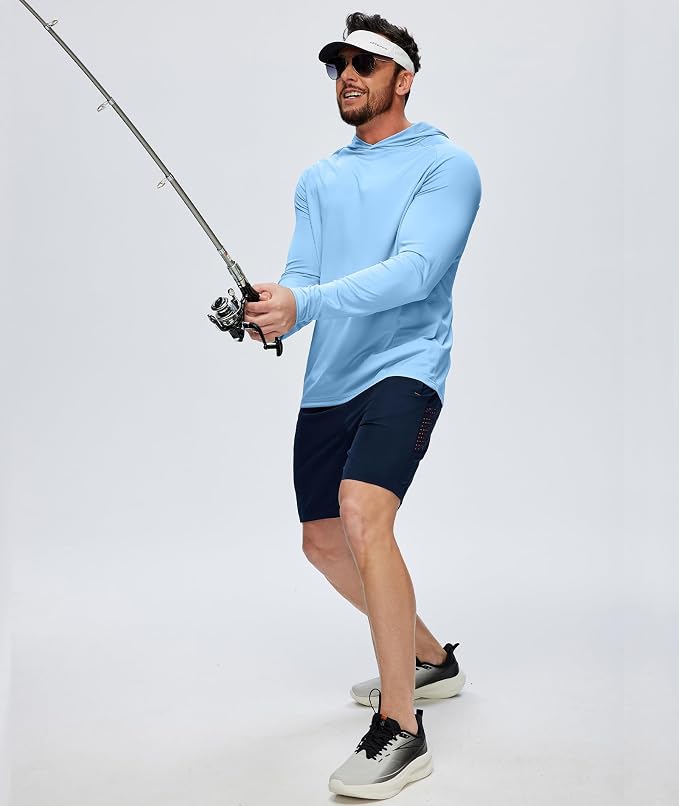 ZITY 5 Pack Mens UPF 50+ Hoodie Shirts Sun Protection Fishing Shirt Fast Dry Lightweight for Athletic Hiking Workout