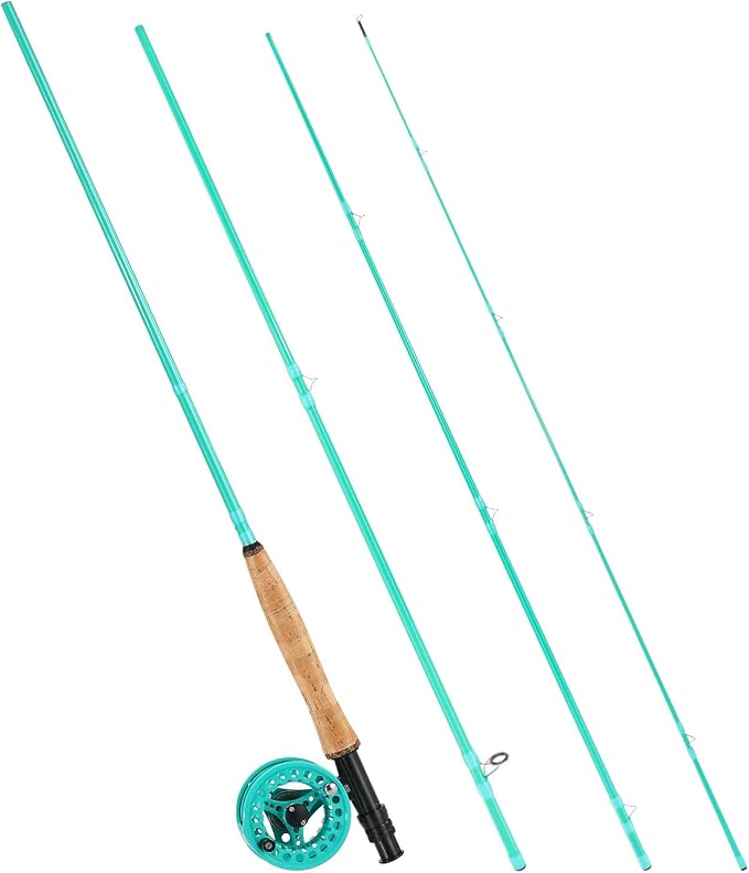 Sougayilang Fly Fishing Combo, 4 Piece Fly Rod and CNC Machined Aluminum Alloy Reel Complete Starter Package with Rod Bag