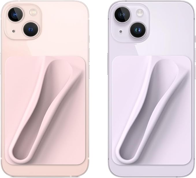 DOB SECHS 2PCS Silicone Lip Holder for Cell Phone Lipstick Lip Glaze Phone Case Back Adhesive Stick On Holder for iPhone and Android Phones, Pink+Purple