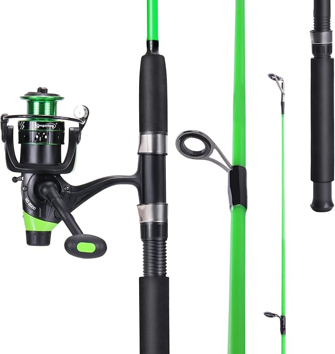 Sougayilang Catfish Fishing Rod and Reel Combo, 2-Piece Spinning Combo, Durable Graphite & Glass Blanks Fishing Pole for Crappie
