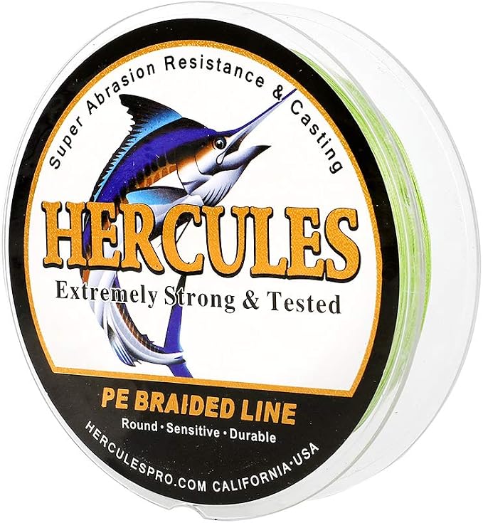 HERCULES Cost-Effective Super Cast 8 Strands Braided Fishing Line 10LB to 300LB Test for Salt-Water,109/328/547/1094 Yards(100M/300M/500M/1000M),Diam.#0.12MM-1.2MM,Hi-Grade Performance,Variety Colors