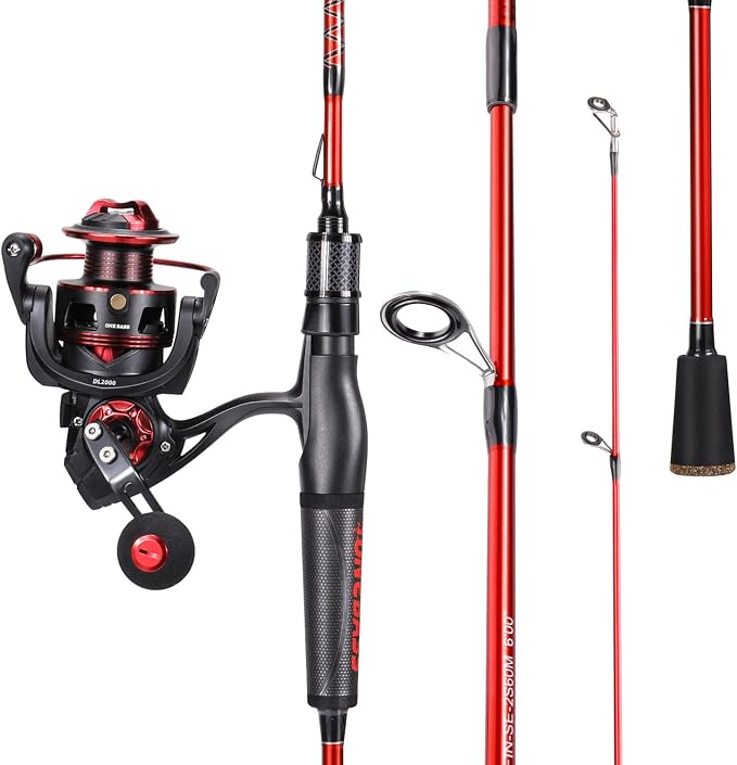 One Bass Fishing Rod and Reel Combo, IM7 Graphite 2 Pc Blank Baitcasting Combo, Spinning Rod with SuperPolymer Handle
