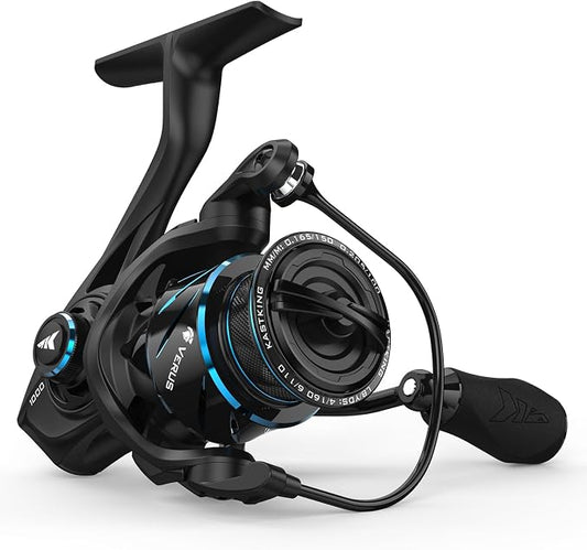 KastKing Verus Spinning Reel, Ultra-Lightweight 5oz Fishing Reel, 5.2:1/6.2:1 Gear Ratio, Aerodynamic Reel Rotor, 10+1 Stainless Steel Bearings, Lightweight Nylitech Body&Rotor, Carbon Fiber Drag