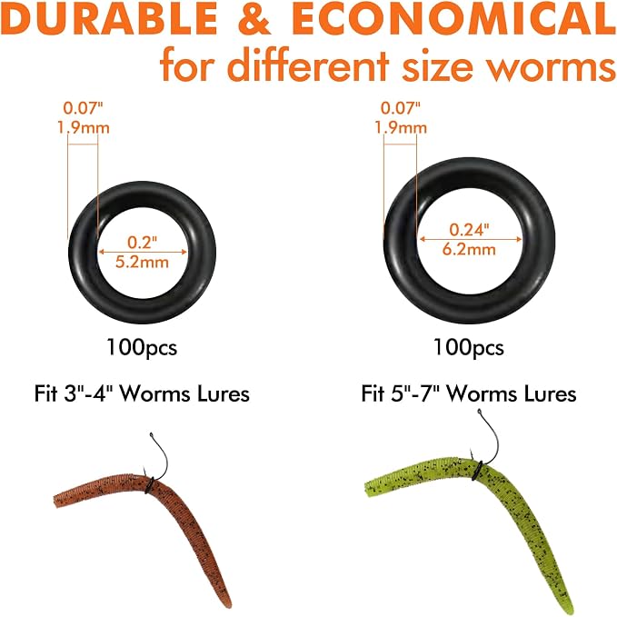 TRUSCEND Gradient Fishing Wacky Rig Tool with Silicone O Rings 210Pcs for 3"-4" and 5"-7" Fishing Worm Lures, Ultra-Smooth Downriggers Tube for Easy Installation and Great Protection of Stick Bait N1