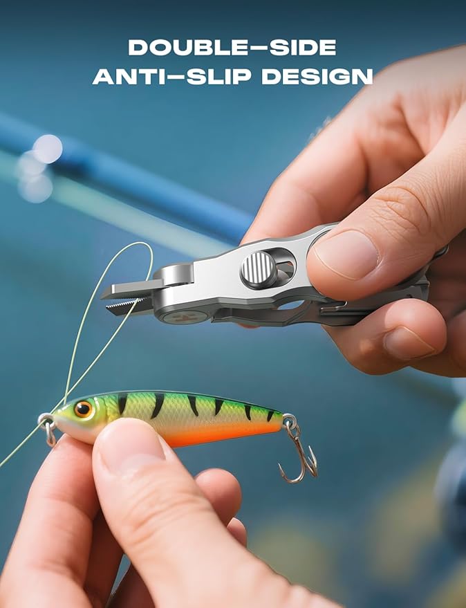 HOOK-EZE Fishing Line Cutter, Fly Fishing Nippers with Retractors and Knot Tying Tool Accessories, Stainless Steel Braided Line Scissors Clippers for Mono and Fluoro Lines