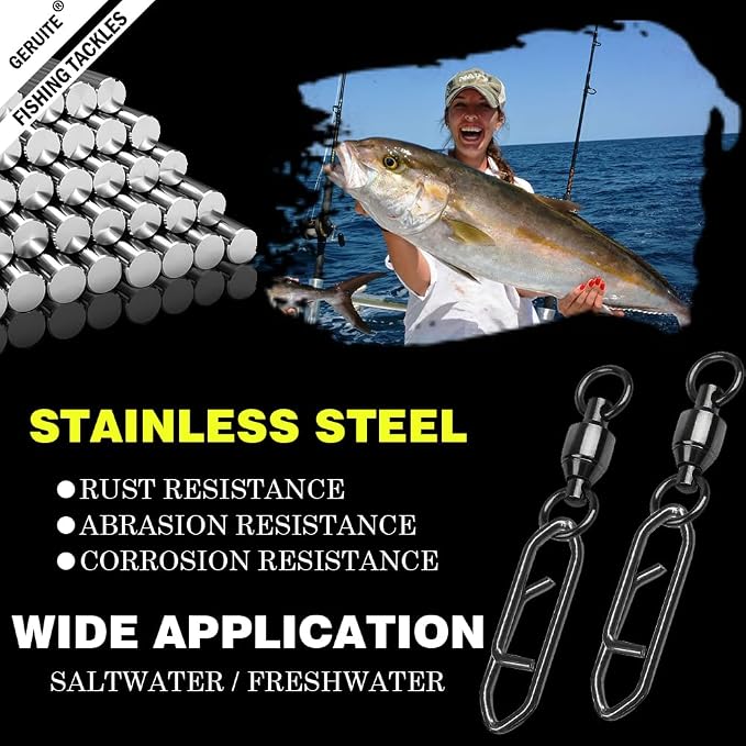 Snap Fishing Swivels Ball Bearing Swivel High Strength Fishing Swivels Saltwater Stainless Barrel Swivel for Freshwater