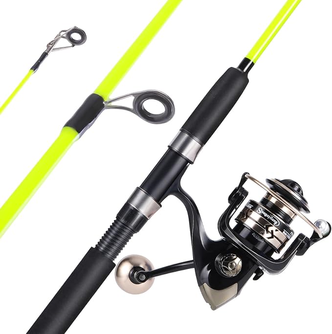 Sougayilang Catfish Fishing Rod and Reel Combo, 2-Piece Spinning Combo, Durable Graphite & Glass Blanks Fishing Pole for Crappie