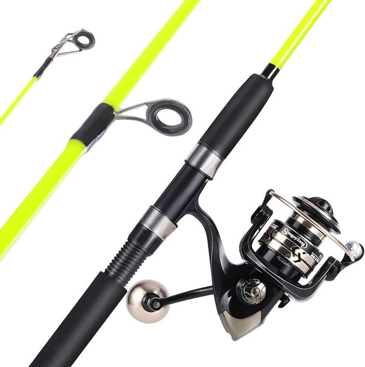 Sougayilang Catfish Fishing Rod and Reel Combo, 2-Piece Spinning Combo, Durable Graphite & Glass Blanks Fishing Pole for Crappie