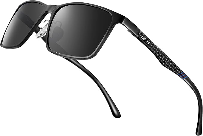 BIRCEN Polarized Mens Sunglasses for Driving: UV Protection Al-Mg Metal Sunglasses Lightweight Shades for Fishing Travel Golf