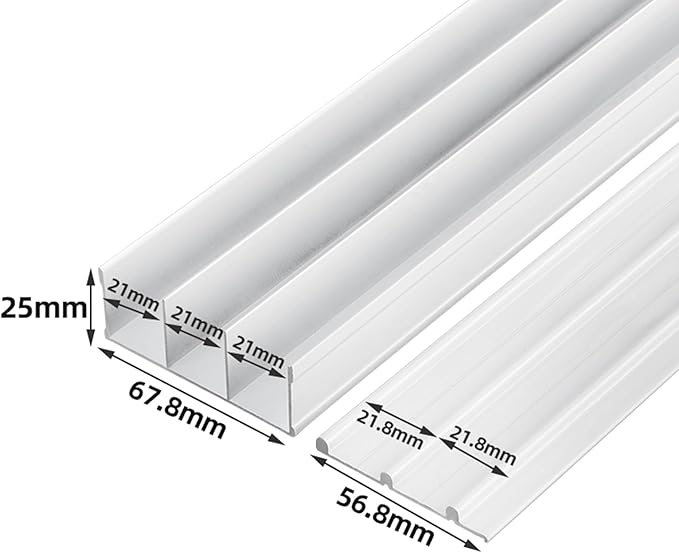 Triple Track Sliding Door Hardware Kit - Heavy-Duty Aluminum Tracks for Closets Cabinet Doors - Adjustable Triple-Panel Bypass, Flush Mount(Color1,300cm)