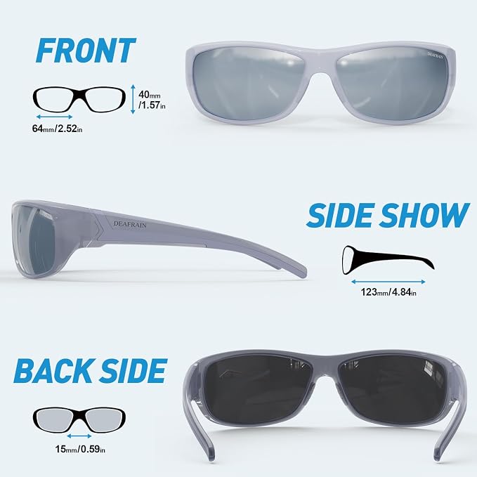 DEAFRAIN Polarized Sports Sunglasses for Men Women Driving Fishing Cycling Running UV Protection