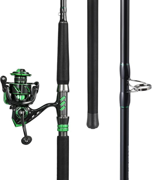 Sougayilang Big Game Spinning Combo – 7ft MH 2-Piece Rod, 33LB Drag, 6.2:1, 12+1 Bearings, 4000 Reel for Catfish, Pike, Carp – Heavy Duty Lake & River