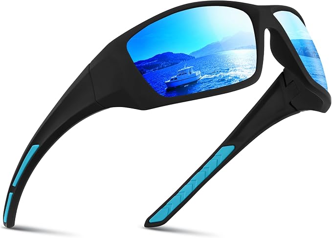 Polarized Sports Sunglasses for Men Women - Wrap Around Sun Glasses UV Protection for Fishing Running Driving