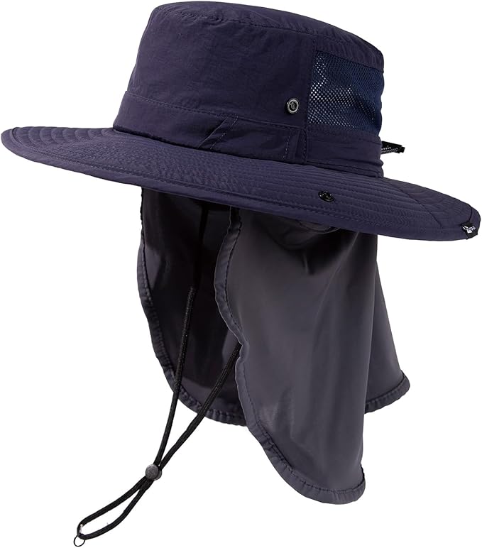 TOP-EX UVCoolix™ UV Protection Mens Sun Hat with Cooling Neck Flap Sunglass Lock Wide Brim Fishing Hats