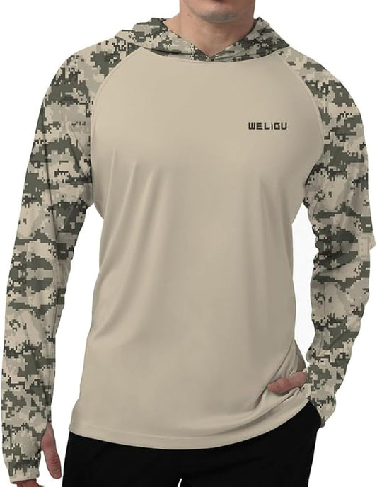Men's UPF 50+ Sun Protection Hoodie Shirt Long Sleeve SPF Fishing Outdoor UV Hiking Lightweight Shirts