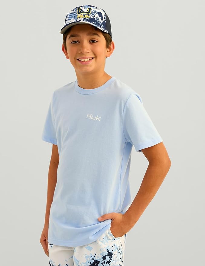 HUK boys Unisex Kids Short Sleeve Performance Tee, Kids Fishing T-shirt