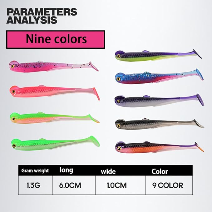 20PCS-Soft Plastic baits bass Lures Fishing, Soft Plastic Walleye Fishing Lures, Paddle Tail Swimbaits for Bass Fishing, Fishing Bait for Freshwater Saltwater Gifts (2.4IN/1.3g)