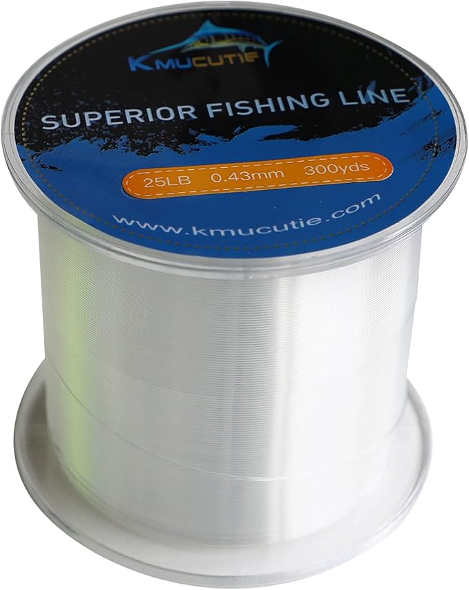 Kmucutie Fishing Line, Monofilament Fishing Line 300 Yds Ultimate Strength, Shock Absorber, Suspend in Water, Knot Friendly - Mono Fishing Line 10-40LB