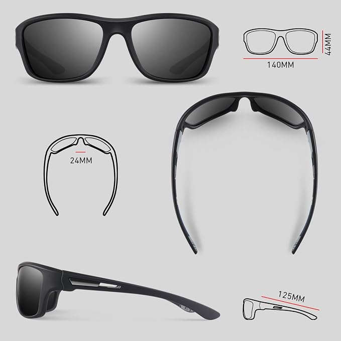 WEAROYO Polarized Sports Sunglasses for Men Women,Fishing Driving Rectangular Goggles UV400 Protection