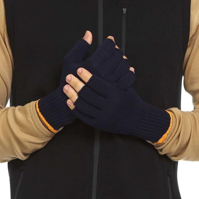 Merino Wool Fingerless Gloves - Hunting and Fishing Liner - Half Finger Warm Knitted Gloves