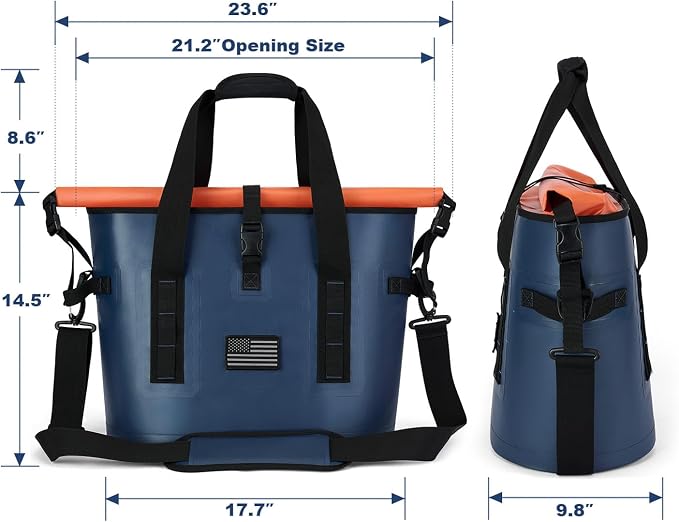 Vogano 40 Can Soft Cooler Bag - Insulated Leak-Proof Large Cooler Bag with Roll-Top Waterproof Seal | Portable Ice Chest for Camping, Beach, Travel, Picnics | 24HR Cold Retention