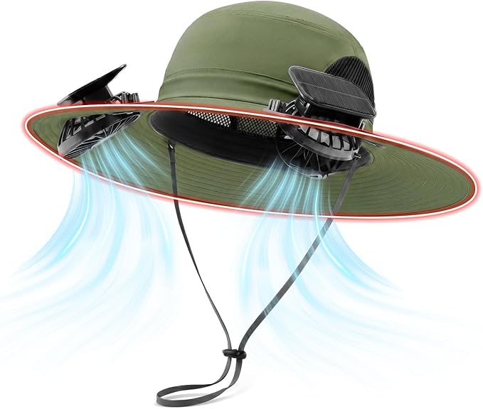 Solar Fan Hat with Steel Brim for Men Women UPF 50+ Garden Outdoor Fishing Beach Essential